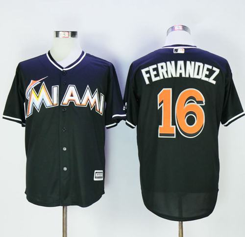 marlins #16 Jose Fernandez Black New Cool Base Stitched MLB Jersey